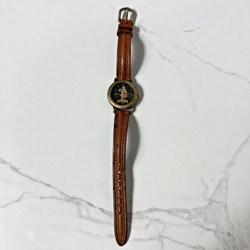 Lorus Mickey Mouse Watch Rose Gold Silhouette Ladies Brown Leather Disney Japan